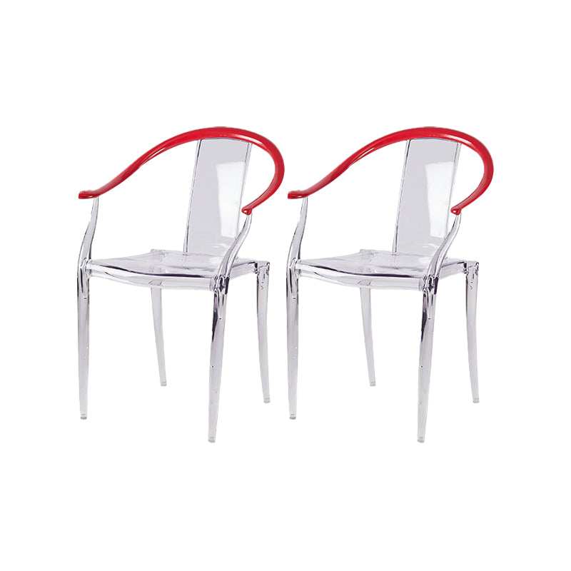 Contemporary Kitchen Dining Arm Chair Slat Back Plastic Chair