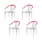 Contemporary Kitchen Dining Arm Chair Slat Back Plastic Chair
