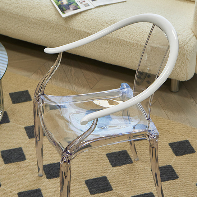 Contemporary Kitchen Dining Arm Chair Slat Back Plastic Chair