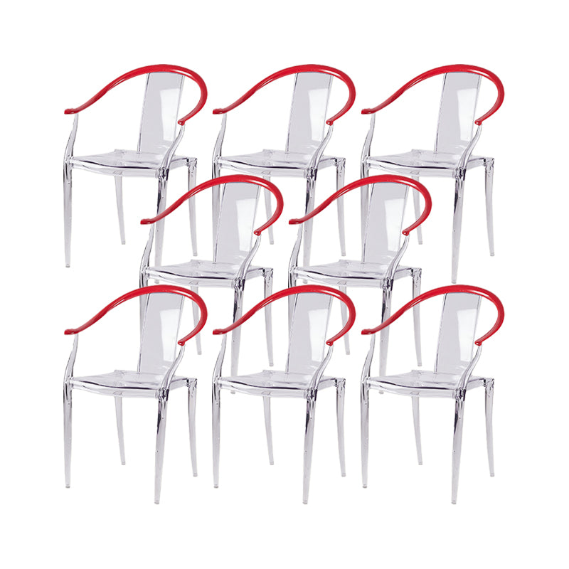 Contemporary Kitchen Dining Arm Chair Slat Back Plastic Chair