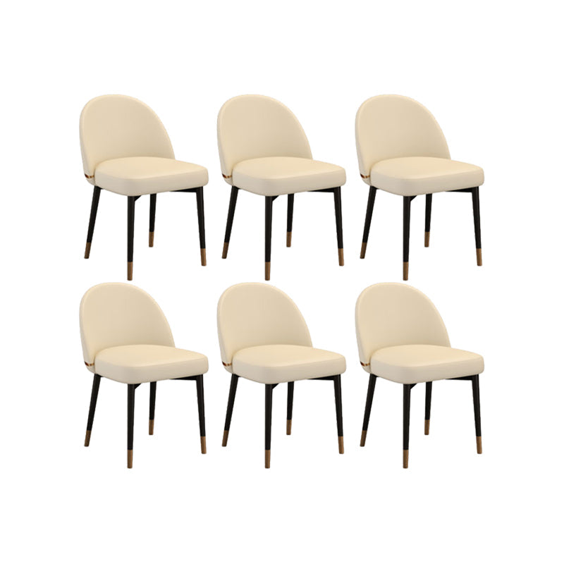 Nordic Kitchen Dining Chairs Faux Leather Parsons Armless Chair