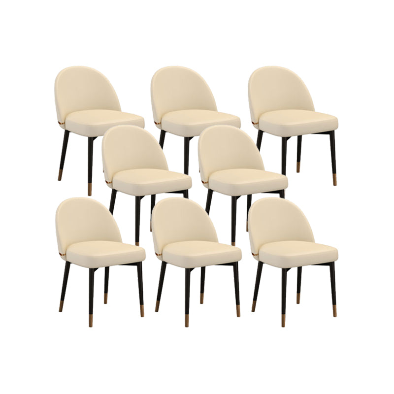 Nordic Kitchen Dining Chairs Faux Leather Parsons Armless Chair