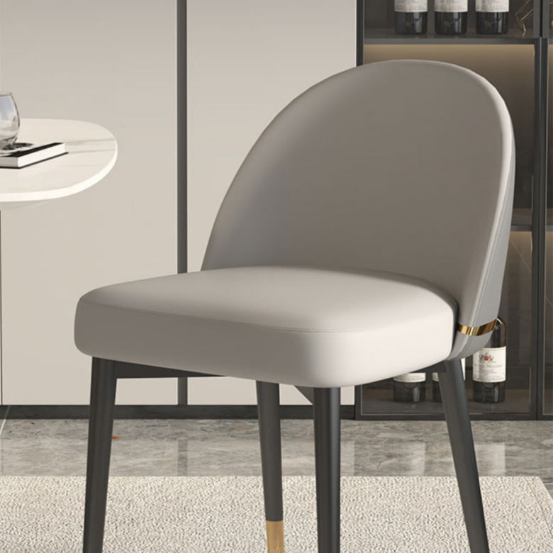 Nordic Kitchen Dining Chairs Faux Leather Parsons Armless Chair