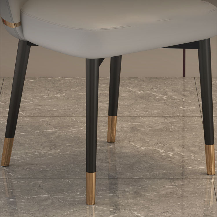 Nordic Kitchen Dining Chairs Faux Leather Parsons Armless Chair