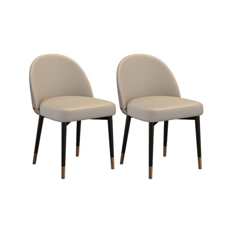 Nordic Kitchen Dining Chairs Faux Leather Parsons Armless Chair