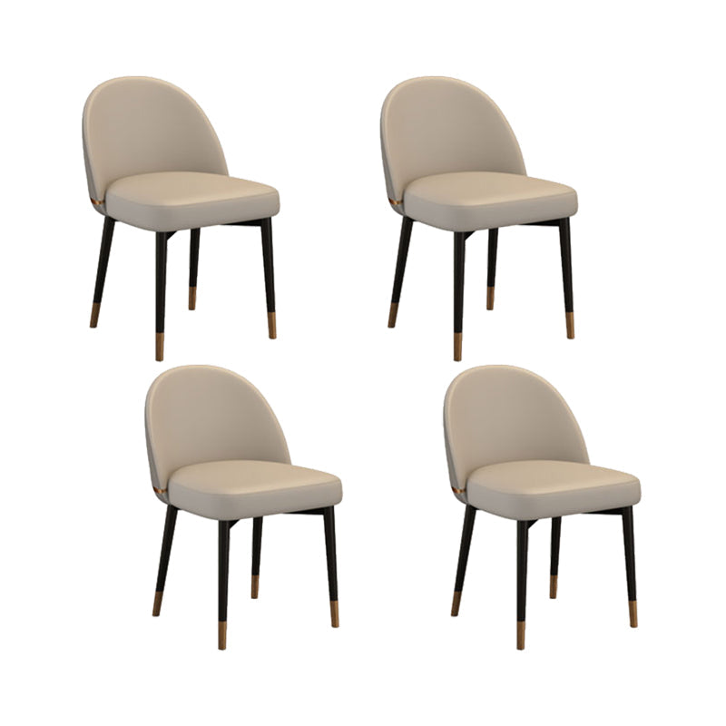 Nordic Kitchen Dining Chairs Faux Leather Parsons Armless Chair