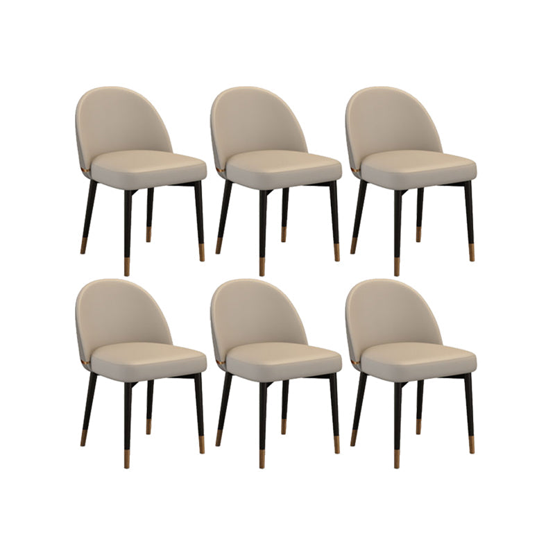 Nordic Kitchen Dining Chairs Faux Leather Parsons Armless Chair
