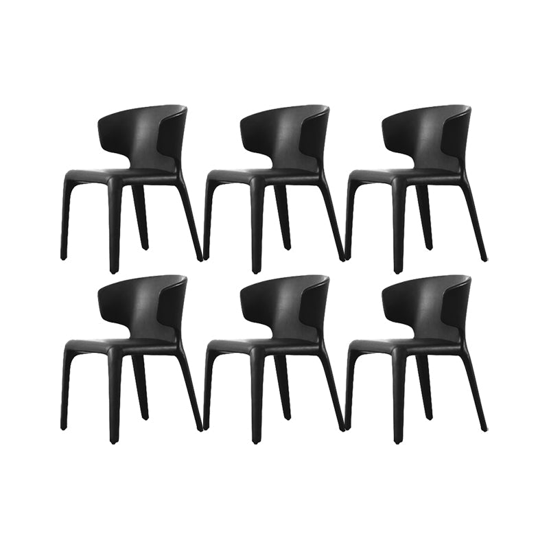 Faux Leather Dining Chairs Industrial Wingback Side Chair for Dining Room Black 6 Piece Set Clearhalo 'Dining Chairs' 'Dining Tables & Seating' 'dining_chair' 'furn' 'furn_dining_chair' 'Furniture' 'Kitchen & Dining Furniture' 7163526