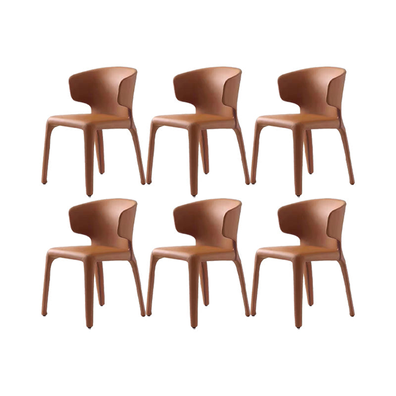 Faux Leather Dining Chairs Industrial Wingback Side Chair for Dining Room Orange 6 Piece Set Clearhalo 'Dining Chairs' 'Dining Tables & Seating' 'dining_chair' 'furn' 'furn_dining_chair' 'Furniture' 'Kitchen & Dining Furniture' 7163531