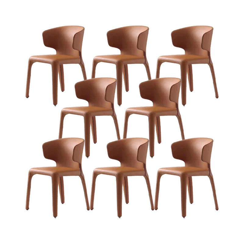 Faux Leather Dining Chairs Industrial Wingback Side Chair for Dining Room Orange 8 Piece Set Clearhalo 'Dining Chairs' 'Dining Tables & Seating' 'dining_chair' 'furn' 'furn_dining_chair' 'Furniture' 'Kitchen & Dining Furniture' 7163532