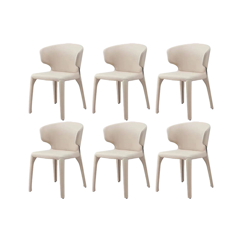 Faux Leather Dining Chairs Industrial Wingback Side Chair for Dining Room Beige 6 Piece Set Clearhalo 'Dining Chairs' 'Dining Tables & Seating' 'dining_chair' 'furn' 'furn_dining_chair' 'Furniture' 'Kitchen & Dining Furniture' 7163536