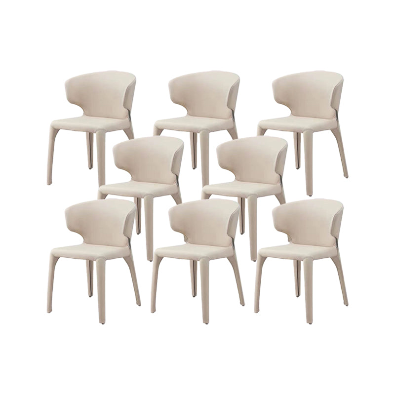 Faux Leather Dining Chairs Industrial Wingback Side Chair for Dining Room Beige 8 Piece Set Clearhalo 'Dining Chairs' 'Dining Tables & Seating' 'dining_chair' 'furn' 'furn_dining_chair' 'Furniture' 'Kitchen & Dining Furniture' 7163537