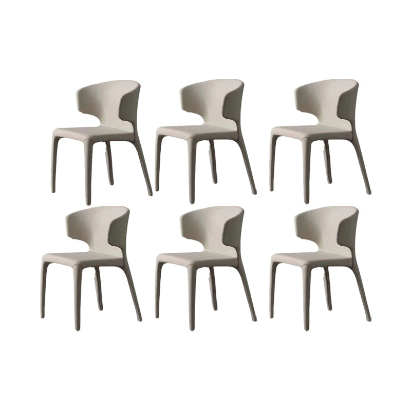 Faux Leather Dining Chairs Industrial Wingback Side Chair for Dining Room Light Gray 6 Piece Set Clearhalo 'Dining Chairs' 'Dining Tables & Seating' 'dining_chair' 'furn' 'furn_dining_chair' 'Furniture' 'Kitchen & Dining Furniture' 7163541