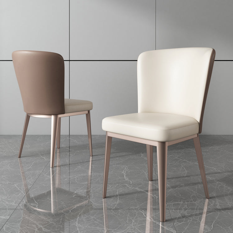 Faux Leather Dining Chairs Modern Parsons Armless Chair for Dining Room