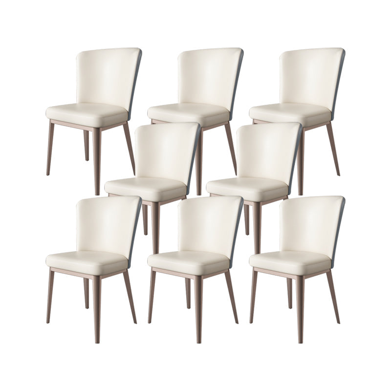 Faux Leather Dining Chairs Modern Parsons Armless Chair for Dining Room