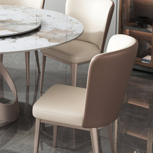 Faux Leather Dining Chairs Modern Parsons Armless Chair for Dining Room