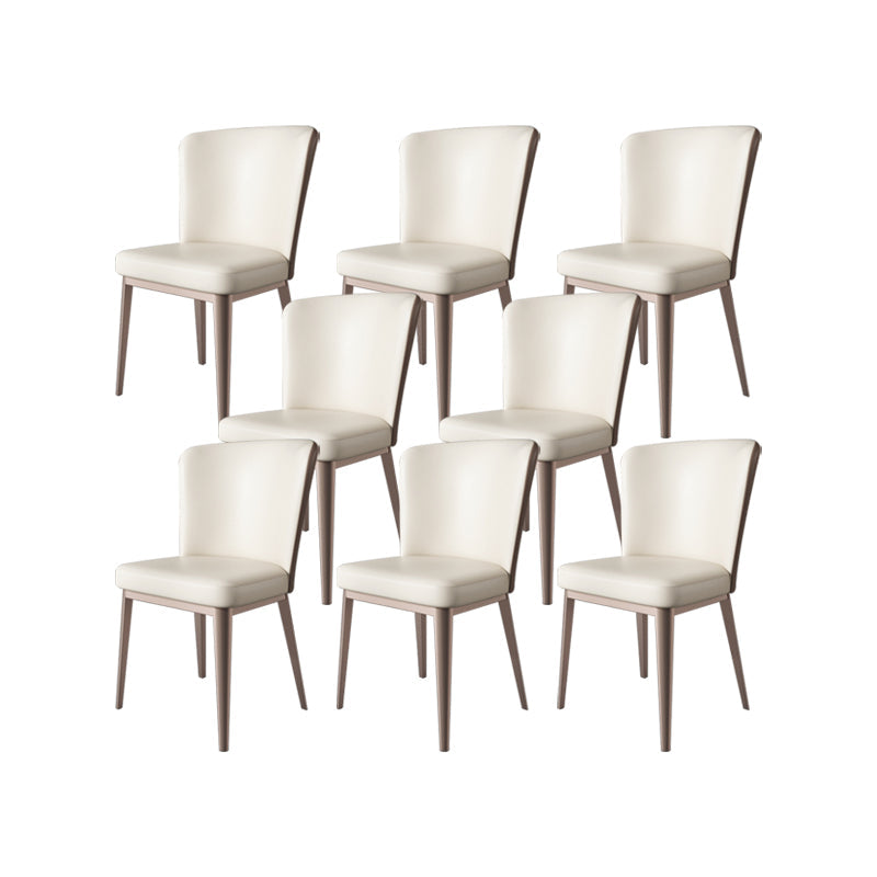Faux Leather Dining Chairs Modern Parsons Armless Chair for Dining Room