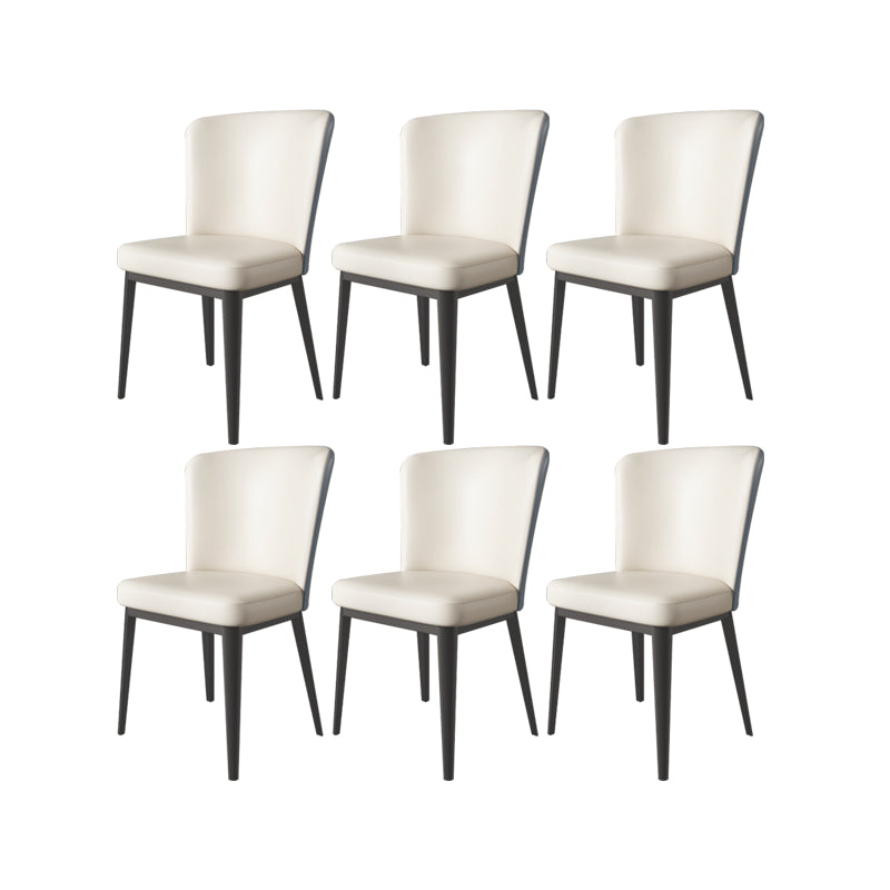 Faux Leather Dining Chairs Modern Parsons Armless Chair for Dining Room