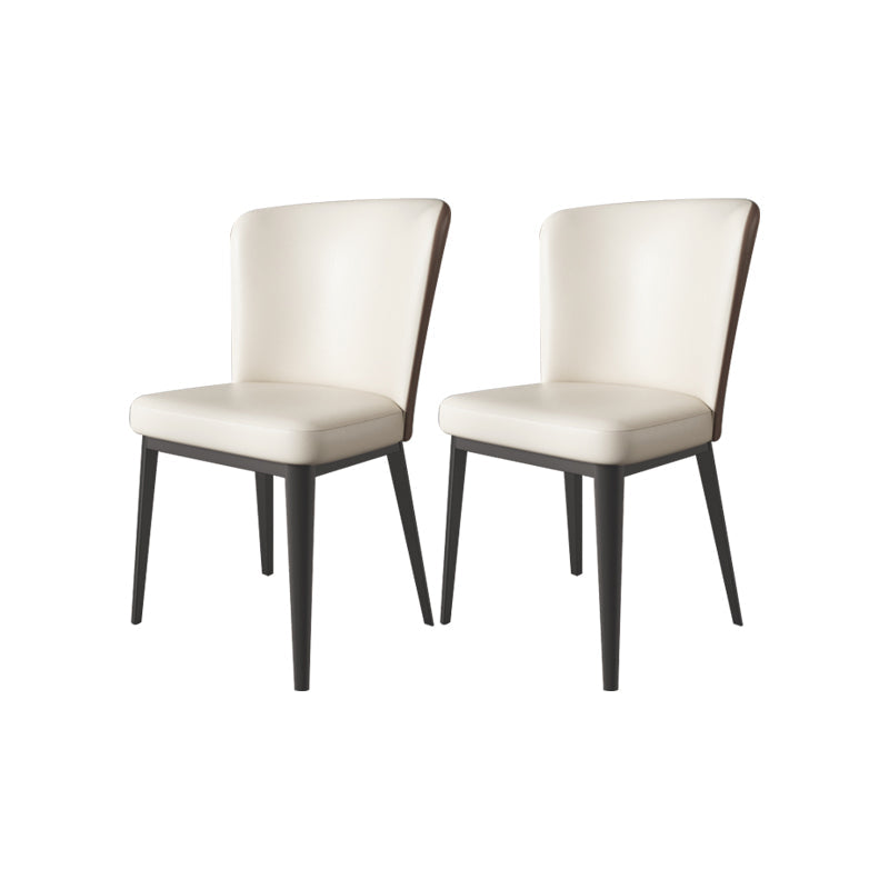 Faux Leather Dining Chairs Modern Parsons Armless Chair for Dining Room