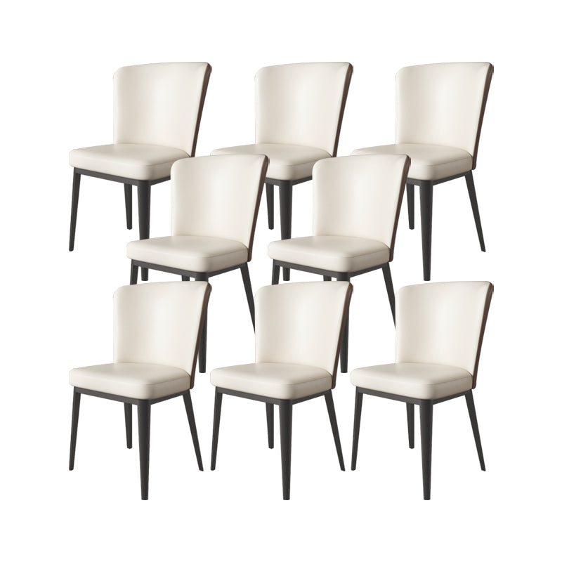 Faux Leather Dining Chairs Modern Parsons Armless Chair for Dining Room