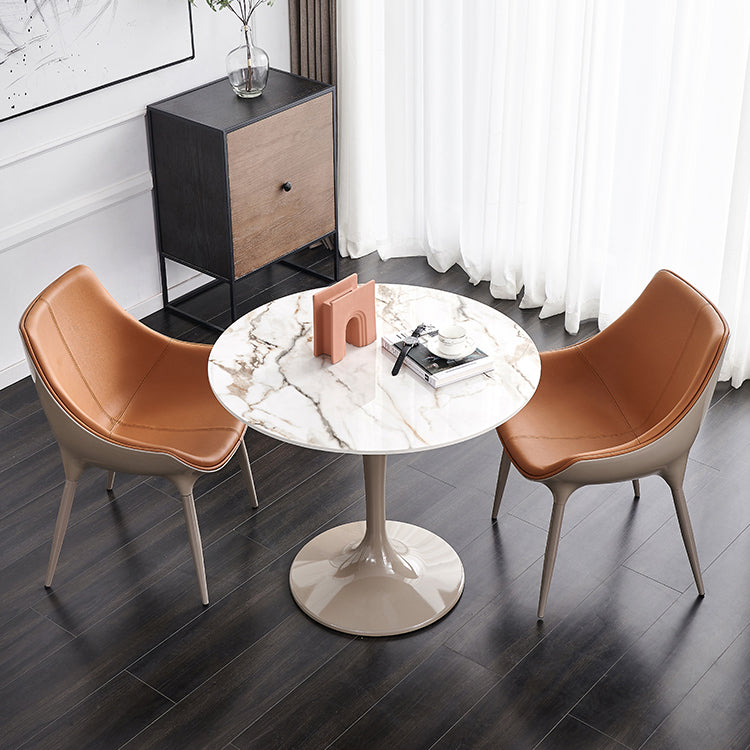 Sillas de comedor de estilo moderno sillas de cocina de cuero falso con patas de metal