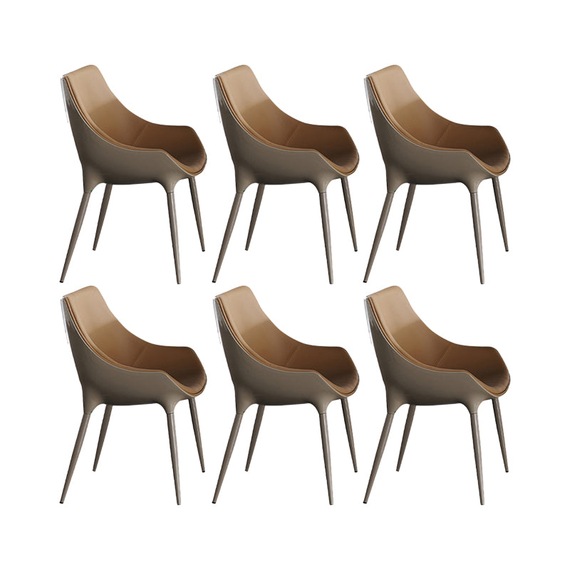 Sillas de comedor de estilo moderno sillas de cocina de cuero falso con patas de metal