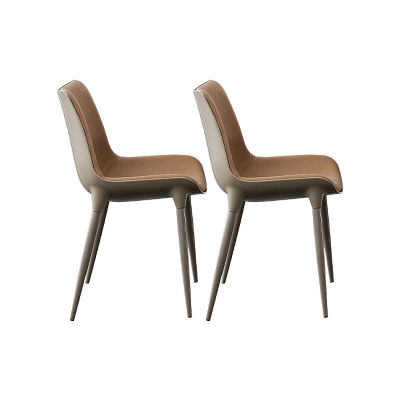 Sillas de comedor de estilo moderno sillas de cocina de cuero falso con patas de metal