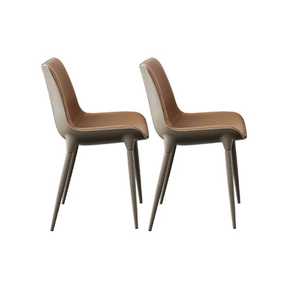 Sillas de comedor de estilo moderno sillas de cocina de cuero falso con patas de metal