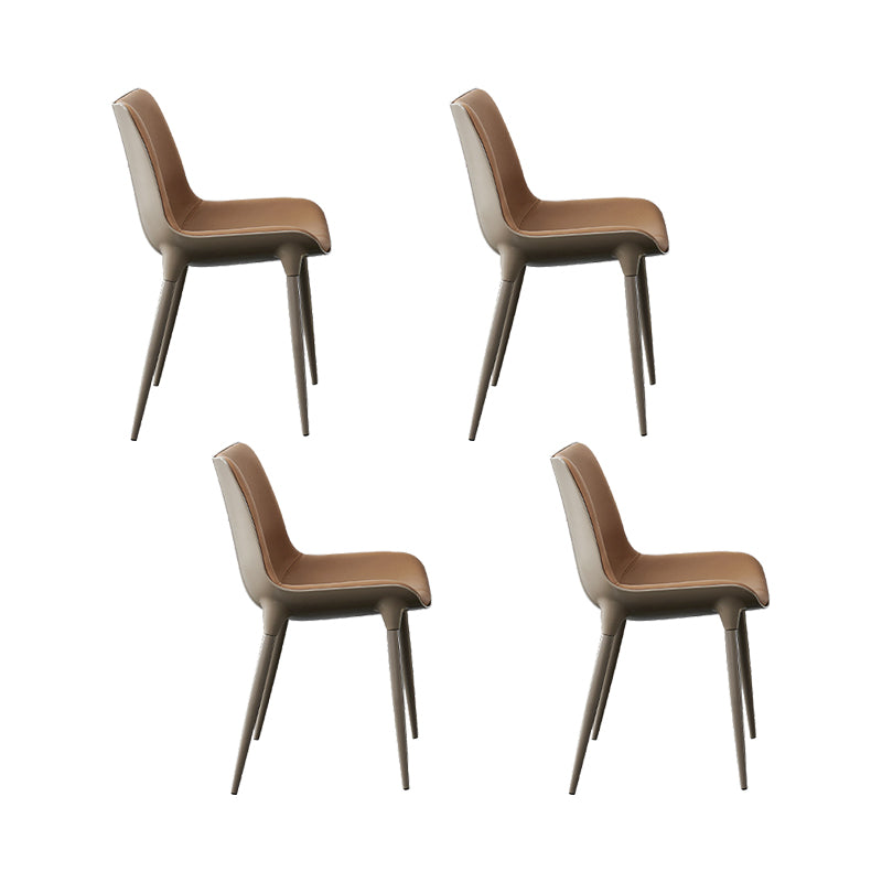 Sillas de comedor de estilo moderno sillas de cocina de cuero falso con patas de metal