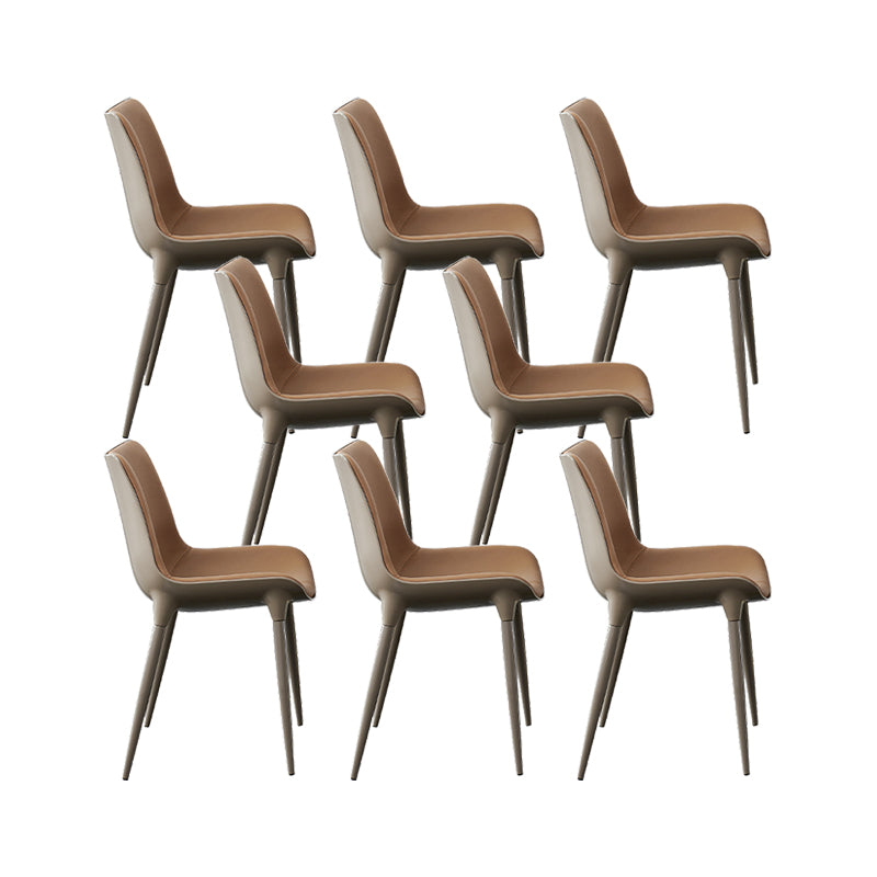 Sillas de comedor de estilo moderno sillas de cocina de cuero falso con patas de metal