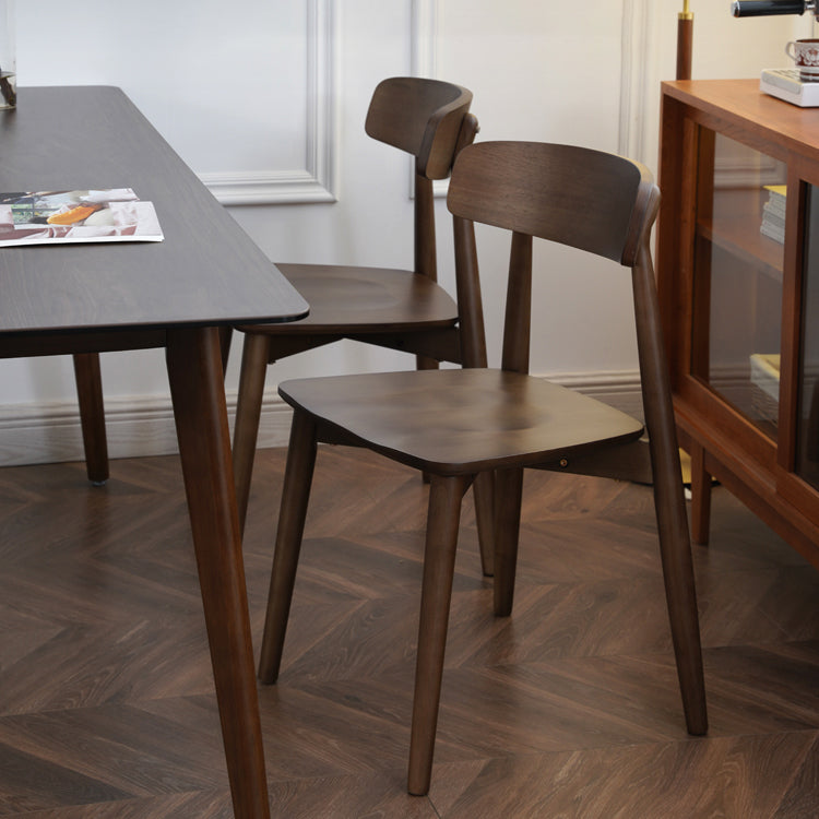 Solide houten eetkamerstoel moderne stijl open rug armloze stoel voor eetkamer