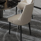 Faux Leather Dining Chairs Modern Parsons Armless Chair with Black Legs