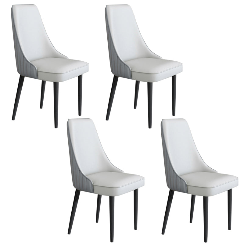 Faux Leather Dining Chairs Modern Parsons Armless Chair with Black Legs