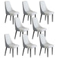 Faux Leather Dining Chairs Modern Parsons Armless Chair with Black Legs