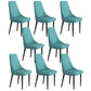 Faux Leather Dining Chairs Modern Parsons Armless Chair with Black Legs