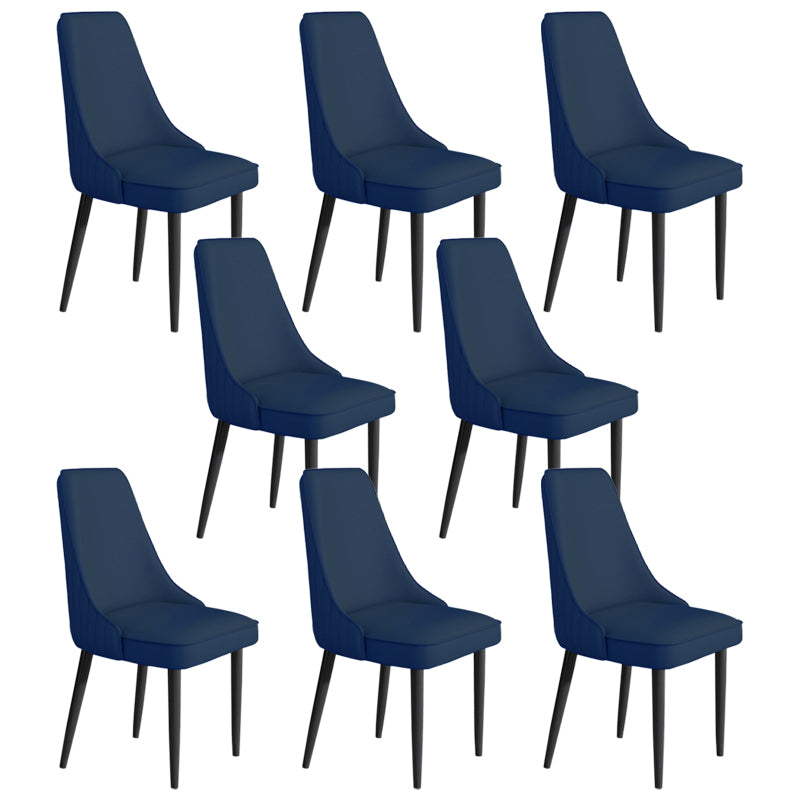 Faux Leather Dining Chairs Modern Parsons Armless Chair with Black Legs