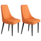 Faux Leather Dining Chairs Modern Parsons Armless Chair with Black Legs