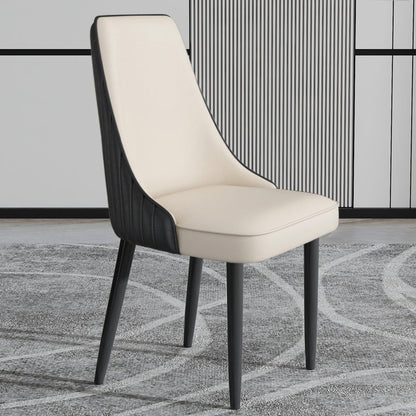 Faux Leather Dining Chairs Modern Parsons Armless Chair with Black Legs