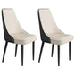 Faux Leather Dining Chairs Modern Parsons Armless Chair with Black Legs
