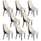 Faux Leather Dining Chairs Modern Parsons Armless Chair with Black Legs