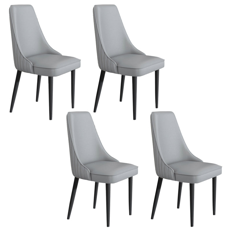 Faux Leather Dining Chairs Modern Parsons Armless Chair with Black Legs