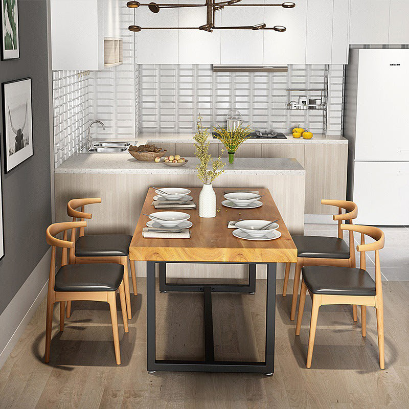 1/2/5 Pcs Solid Wood Dinette Set Industrial Style Dining Set with Rectangle Table Clearhalo 'Dining Room Sets' 'Dining Tables & Seating' 'dining_room_set' 'furn' 'furn_dining_room_set' 'Furniture' 'Kitchen & Dining Furniture' 7163707