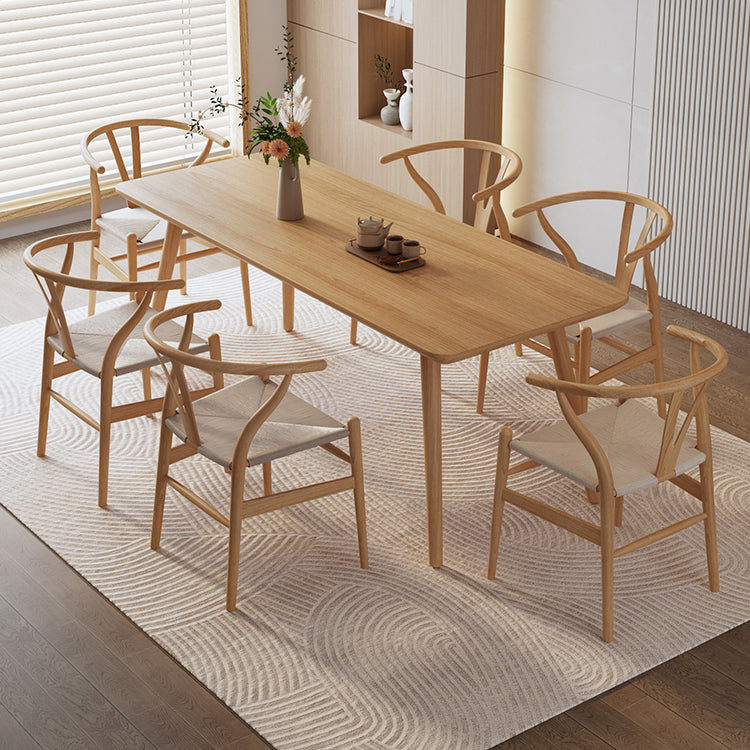 Solid Wood Furniture with Chairs 1/2/3/5 Pcs Modern Dinette Set for Home Use 7 Pieces: Table, 6 Wood Chairs Clearhalo 'Dining Room Sets' 'Dining Tables & Seating' 'dining_room_set' 'furn' 'furn_dining_room_set' 'Furniture' 'Kitchen & Dining Furniture' 7163760