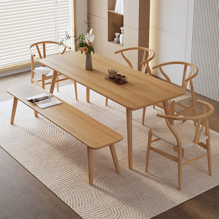 Solid Wood Furniture with Chairs 1/2/3/5 Pcs Modern Dinette Set for Home Use 6 Pieces: Table, 4 Wood Chairs, 1 Bench Clearhalo 'Dining Room Sets' 'Dining Tables & Seating' 'dining_room_set' 'furn' 'furn_dining_room_set' 'Furniture' 'Kitchen & Dining Furniture' 7163765