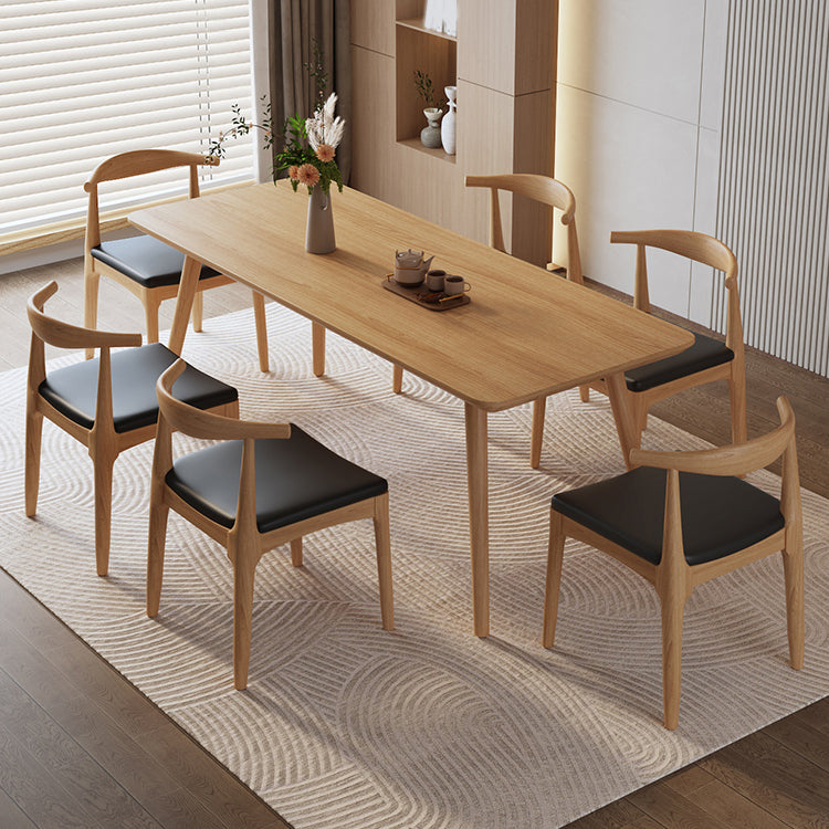 Solid Wood Furniture with Chairs 1/2/3/5 Pcs Modern Dinette Set for Home Use 7 Pieces: Table, 6 Black Chairs Clearhalo 'Dining Room Sets' 'Dining Tables & Seating' 'dining_room_set' 'furn' 'furn_dining_room_set' 'Furniture' 'Kitchen & Dining Furniture' 7163767