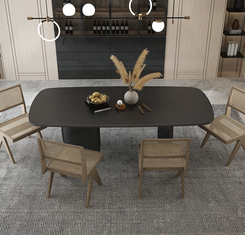 Solid Wood Furniture with Chairs 1/2/4/5 Pcs Modern Dinette Set for Home Use 5 Pieces: Black Table, 4 Chairs Clearhalo 'Dining Room Sets' 'Dining Tables & Seating' 'dining_room_set' 'furn' 'furn_dining_room_set' 'Furniture' 'Kitchen & Dining Furniture' 7163791