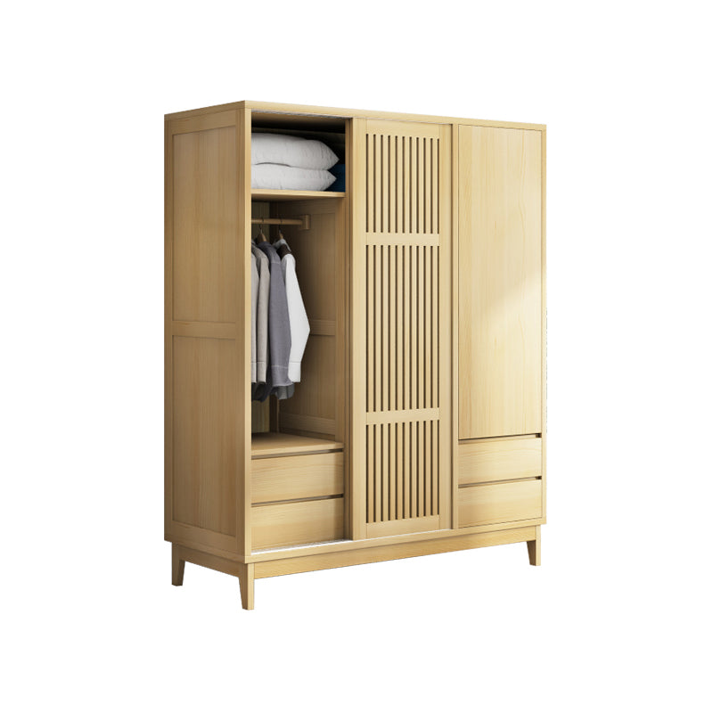 Modern Pine Solid Wood Wardrobe Freestanding Multifunctional Wardrobe Armoire Natural 3 Clearhalo 'Armoires & Wardrobes' 'armoires_wardrobes' 'Bedroom Furniture' 'furn' 'furn_armoires_wardrobes' 'Furniture' 7163850