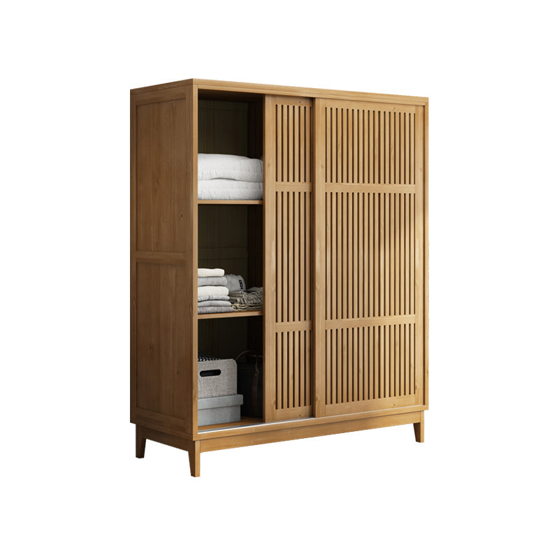 Modern Pine Solid Wood Wardrobe Freestanding Multifunctional Wardrobe Armoire Walnut 2 Clearhalo 'Armoires & Wardrobes' 'armoires_wardrobes' 'Bedroom Furniture' 'furn' 'furn_armoires_wardrobes' 'Furniture' 7163851