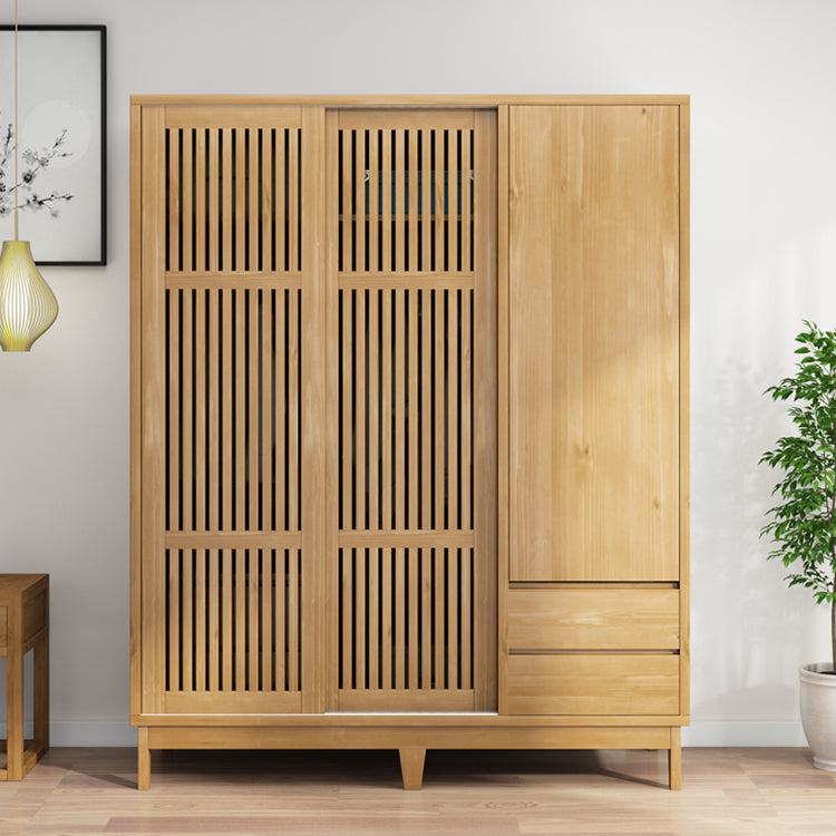 Modern Pine Solid Wood Wardrobe Freestanding Multifunctional Wardrobe Armoire Clearhalo 'Armoires & Wardrobes' 'armoires_wardrobes' 'Bedroom Furniture' 'furn' 'furn_armoires_wardrobes' 'Furniture' 7163852
