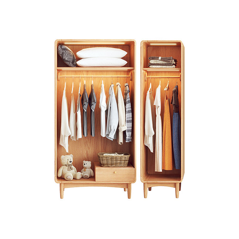 Freestanding Solid Wood Wardrobe Modern Wardrobe with Legs in Natural Wardrobe & Wardrobe 60"L x 24"W x 77"H 2 Clearhalo 'Armoires & Wardrobes' 'armoires_wardrobes' 'Bedroom Furniture' 'furn' 'furn_armoires_wardrobes' 'Furniture' 7163868
